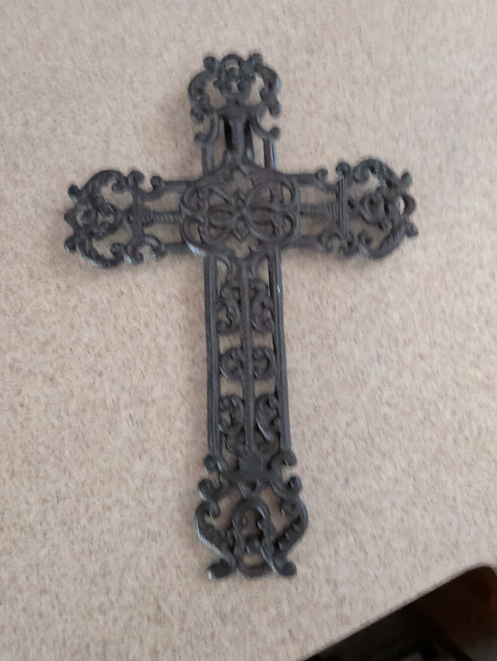 Vintage Cast Iron Ornate Decorative Wall Cross in Black - Home Wall Decor